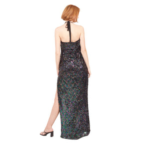 Sloane Iridescent Sequin Halter Dress | Spring Summer 22" | DeCarmenAfrik